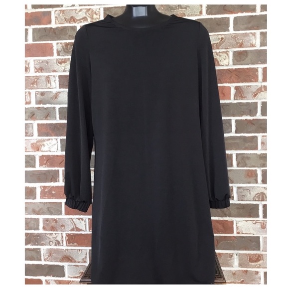 Long Sleeve Black Shift Dress - Picture 3 of 4
